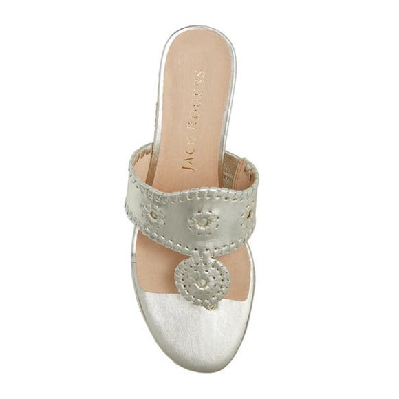 JACK ROGERS JACKS Jute Wrapped MID WEDGE Gold Leather Thong Sandals Sz 9 - Picture 12 of 15